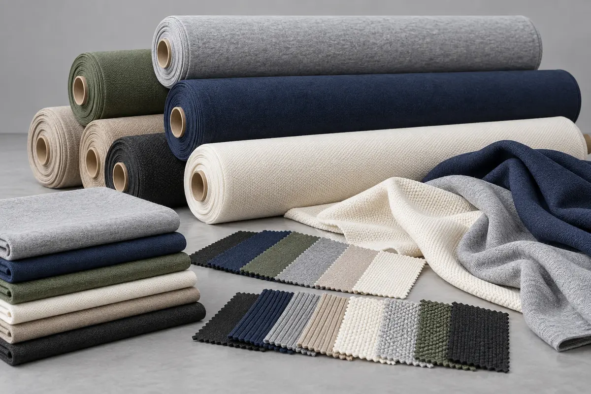 Rolls and swatches of woven and knitted apparel fabrics