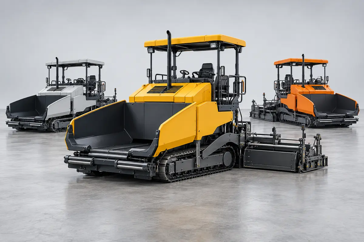 Tracked asphalt paving machine with front hopper and rear screed