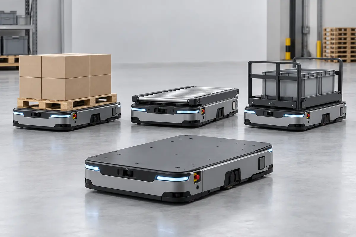 Low-profile automated guided vehicle for industrial material transport