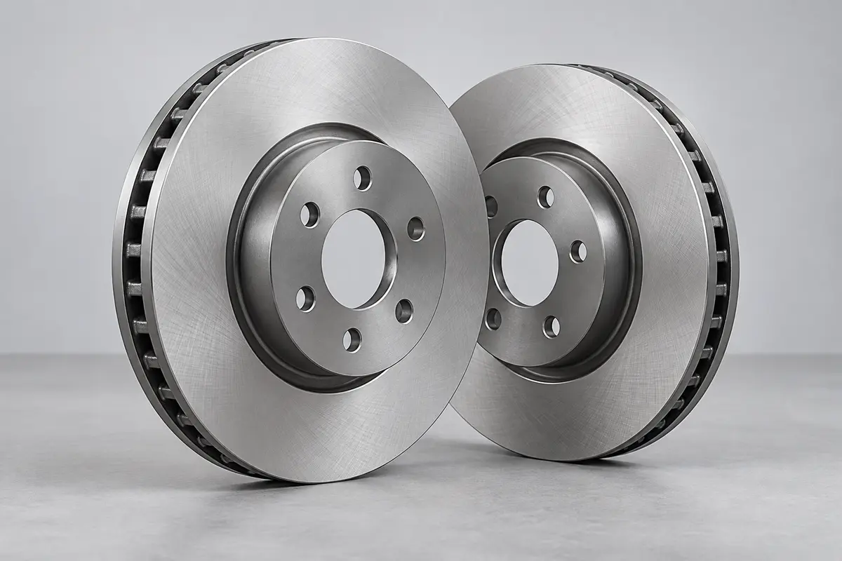 Pair of automotive ventilated brake discs