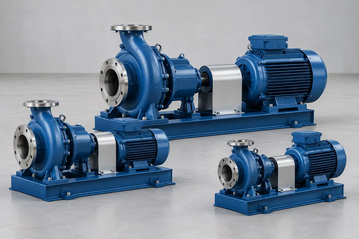 Industrial centrifugal pump with electric motor on a common baseplate